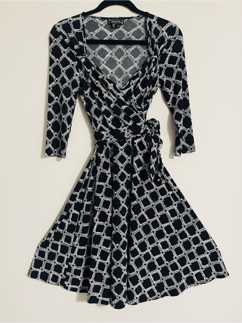 Vintage My Michelle Y2K Monochrome Wrap Dress Sz S Going Out Indie Sleeze USA